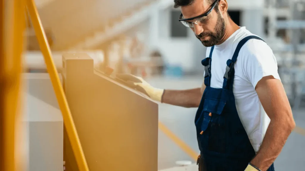 Lavoratore in un ambiente rumoroso, associato all’uso di otoprotettori professionali per proteggere l’udito sul lavoro.